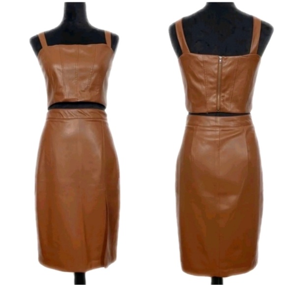 Jason Wu Faux Leather Skirt & Cropped Top 2pc Set - Picture 1 of 14